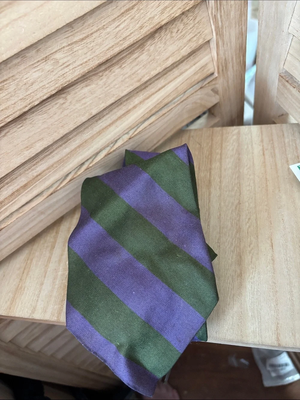 Men's Vintage Striped Tie in Green and Purple